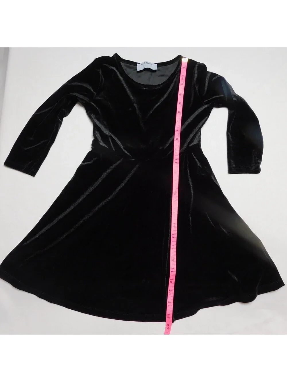 Old Navy Girls Black Velvet Long Sleeve Dress Size Small (6-7) Holiday Party
